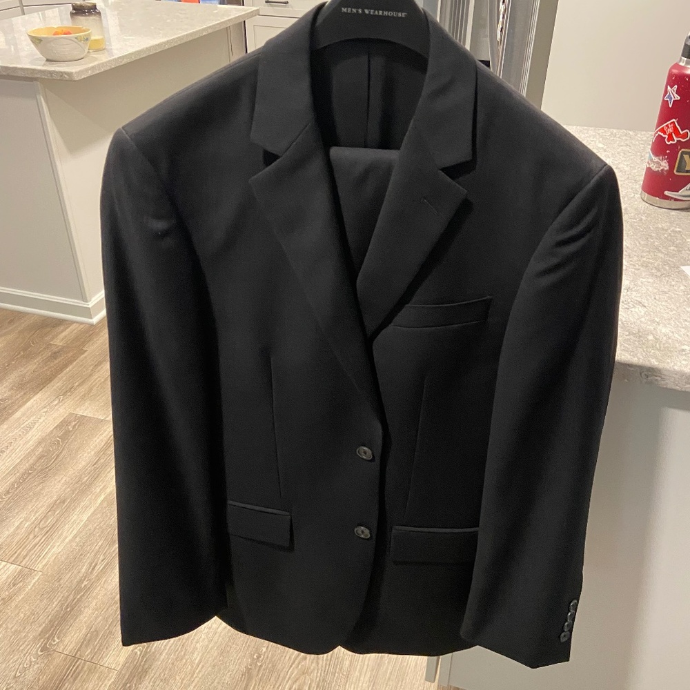 Men’s Pronto Uomo Black Wool Suit—38 Regular, 32 Waist